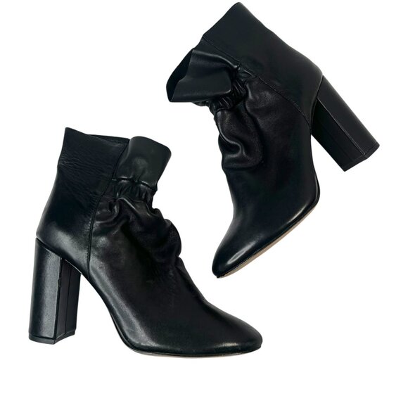 Botkier Rylie Heeled Slouch Ankle Bootie Pull On Glove Leather Black US 8.5 - Picture 1 of 12